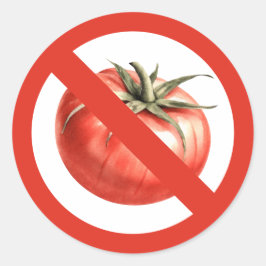 Geen tomatenverbod of tomatenallergie bord ronde sticker