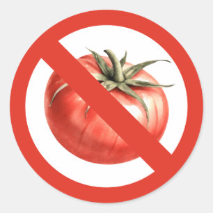 Geen tomatenverbod of tomatenallergie bord ronde sticker