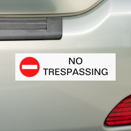 GEEN TRESPASSENDE SIGN BUMPERSTICKER (Op auto)