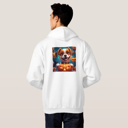 GEEN Tricks ALLEEN Treats Schattige Halloween Pupp Hoodie (Achterkant volledig)