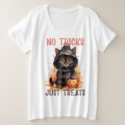 Geen Tricks behandelt gewoon Grote Maat T-shirt (Design voorkant)