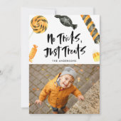 Geen Tricks behandelt gewoon | Halloween-fotokaart Feestdagenkaart (Voorkant)