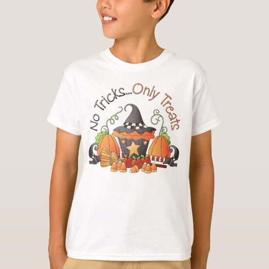 Geen Tricks Halloween Holiday kinder t-shirt (Voorkant)