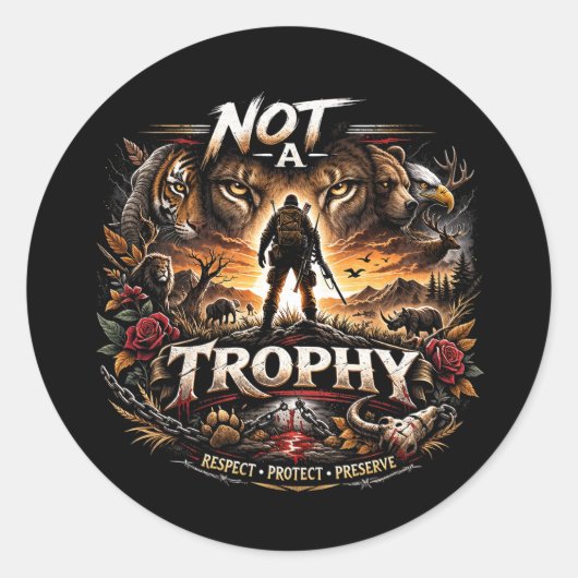 Geen Trofee Ronde Sticker (Voorkant)