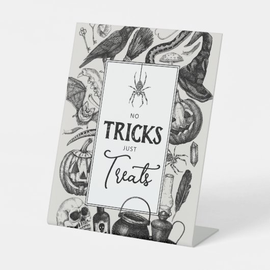 Geen trucjes, gewoon een Halloween feest Reclamebord Met Voetstuk (Voorkant)