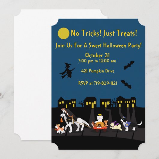 Geen trucjes! Gewoon traktaties! Uitnodiging (Voorkant / Achterkant)