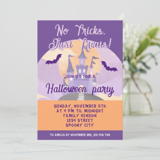 Geen trucs alleen trakteert op Spooky Castle Hallo Kaart (Staand voorkant)