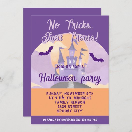 Geen trucs alleen trakteert op Spooky Castle Hallo Kaart (Voorkant / Achterkant)