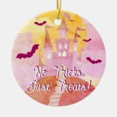 Geen trucs alleen trakteert op Spooky Castle Hallo Keramisch Ornament (Voorkant)