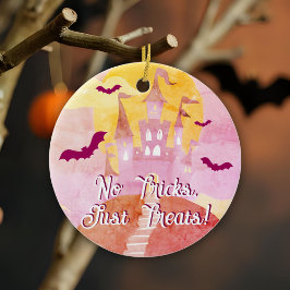 Geen trucs alleen trakteert op Spooky Castle Hallo Keramisch Ornament