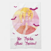Geen trucs alleen trakteert op Spooky Castle Hallo Theedoek (Verticaal)
