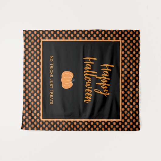 Geen trucs behandelen alleen de oranje pompoenen v wandkleed (Voorkant (horizontaal))