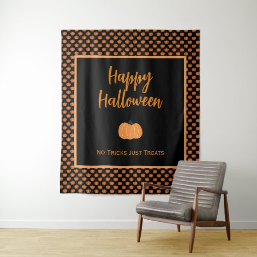 Geen trucs behandelen alleen de oranje pompoenen v wandkleed (In situ)