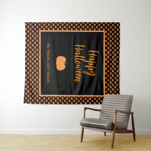 Geen trucs behandelen alleen de oranje pompoenen v wandkleed (In Situ (horizontaal))