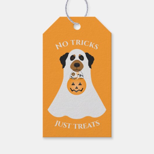 Geen trucs behandelen alleen Halloween Dog Cadeaulabel (Voorkant)