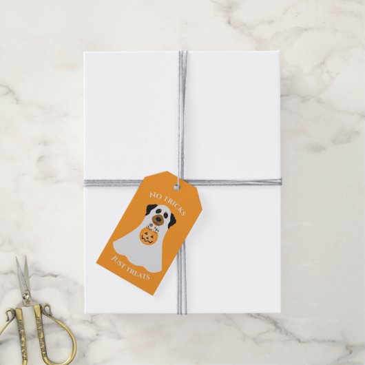 Geen trucs behandelen alleen Halloween Dog Cadeaulabel (Met Touw)