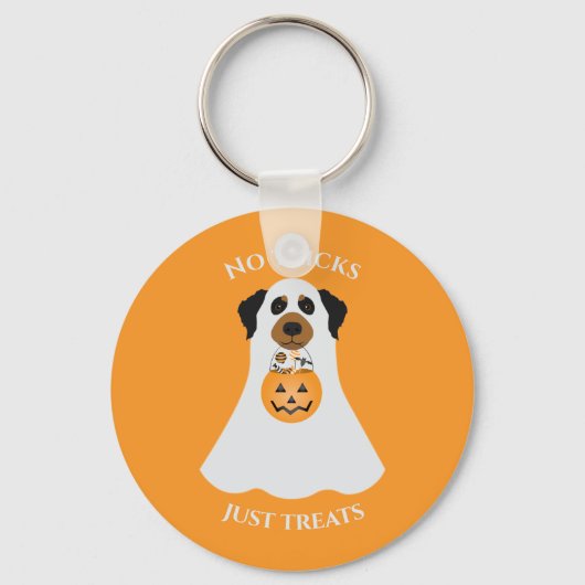 Geen trucs behandelen alleen Halloween Dog Sleutelhanger (Voorkant)