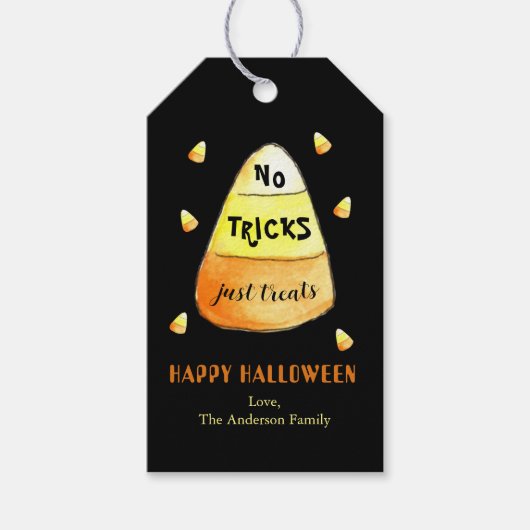 Geen trucs behandelen gewoon Candy Corn Gift label Cadeaulabel (Voorkant)