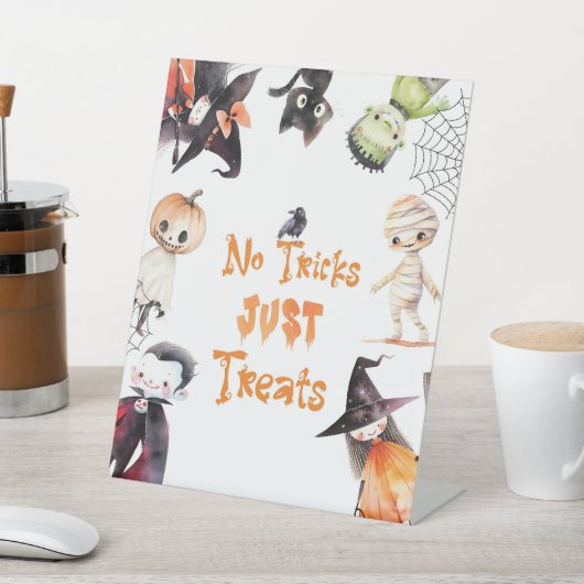 Geen trucs behandelt alleen Halloween Kostuumfeest Reclamebord Met Voetstuk (Insitu)