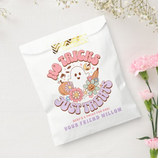 Geen trucs behandelt alleen Halloween Retro Groovy Bedankzakje (Gezegeld)