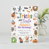 Geen trucs behandelt alleen Halloween uitnodigen. Kaart (Staand voorkant)