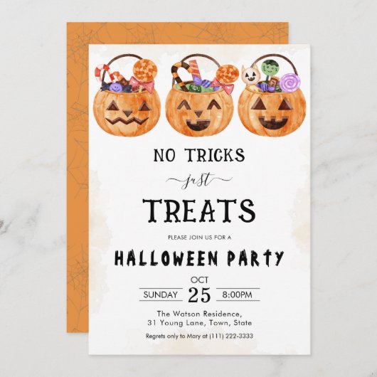 Geen trucs behandelt alleen spookachtig Halloween- Kaart (Voorkant / Achterkant)