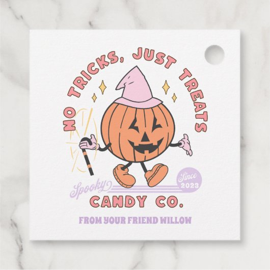 Geen trucs behandelt alleen Spooky Snoep Co Hallow Bedankjes Labels (Achterkant)