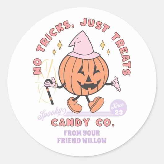Geen trucs behandelt alleen Spooky Snoep Co Hallow Ronde Sticker (Voorkant)