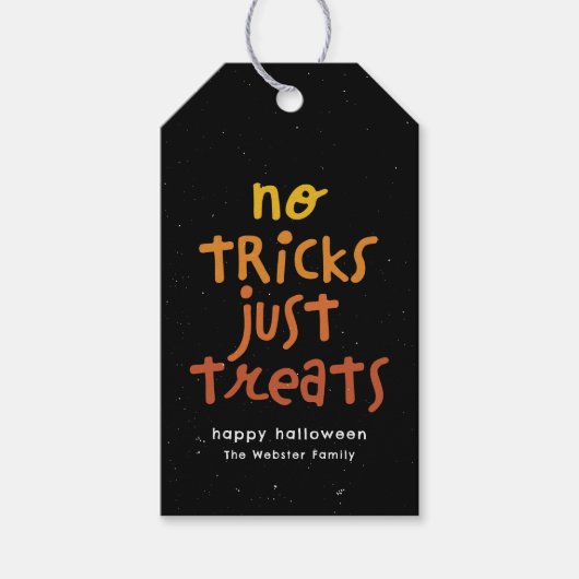 Geen trucs gewoon lekkere leuke Halloween party Cadeaulabel (Voorkant)