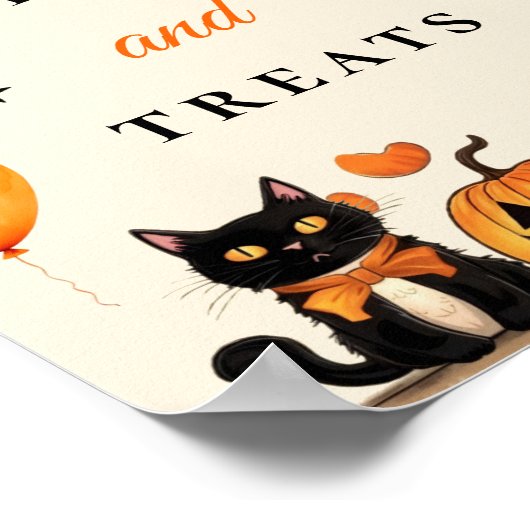 " Geen trucs & traktaties " Boo Black Cat Hallowee Poster (Hoek)