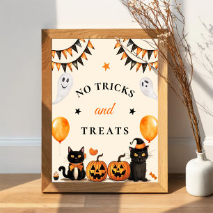 " Geen trucs & traktaties " Boo Black Cat Hallowee Poster