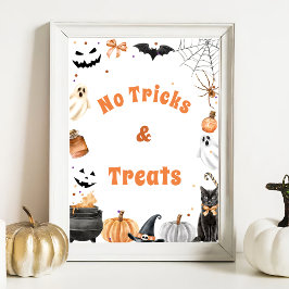 " Geen trucs & traktaties" Boo Schattige spookspel Poster
