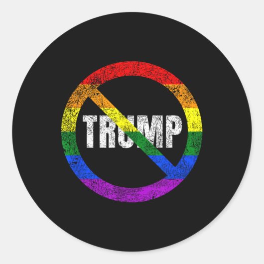 Geen Trump Anti Trump Regenboog Vlag Gay Pride Ronde Sticker (Voorkant)