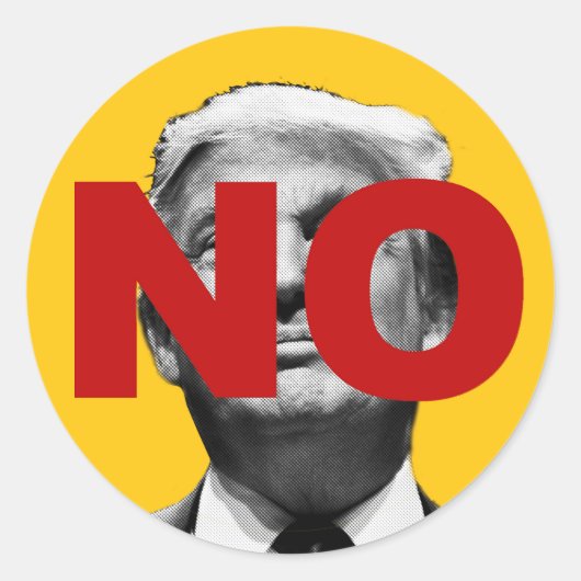 Geen Trump (geel en rood) Ronde Sticker (Voorkant)