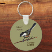 Geen tweet & drive: vogel: kleurenpotlood kunst sleutelhanger (Voorkant)