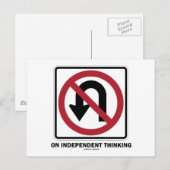 Geen U-bocht op onafhankelijk denken (verkeersbord Briefkaart (Voorkant / Achterkant)