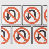 Geen U-bocht verkeersveiligheidssymbool Cadeaupapier (Vlak)