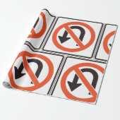 Geen U-bocht verkeersveiligheidssymbool Cadeaupapier (Uitgerold)