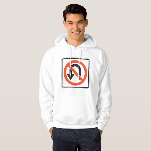 Geen U-bocht verkeersveiligheidssymbool Hoodie (Voorkant volledig)