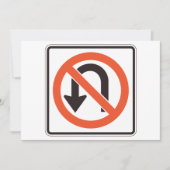 Geen U-bocht verkeersveiligheidssymbool Kaart (Voorkant)