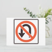 Geen U-bocht verkeersveiligheidssymbool Kaart (Staand voorkant)