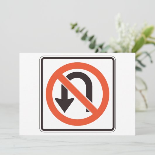 Geen U-bocht verkeersveiligheidssymbool Kaart (Staand voorkant)