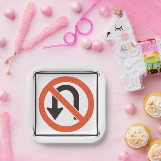 Geen U-bocht verkeersveiligheidssymbool Papieren Bordje (Feest)