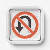 Geen U-bocht verkeersveiligheidssymbool Papieren Bordje (Voorkant)