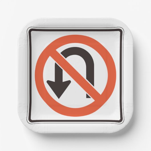 Geen U-bocht verkeersveiligheidssymbool Papieren Bordje (Voorkant)