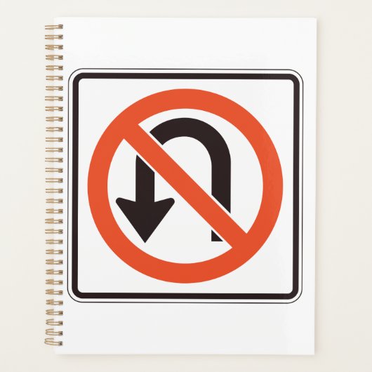 Geen U-bocht verkeersveiligheidssymbool Planner (Voorkant)