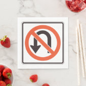 Geen U-bocht verkeersveiligheidssymbool Servet (Insitu)