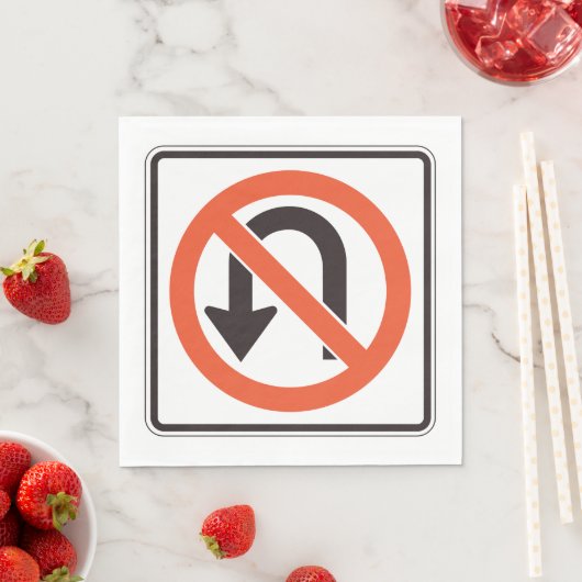 Geen U-bocht verkeersveiligheidssymbool Servet (Insitu)