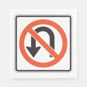 Geen U-bocht verkeersveiligheidssymbool Servet (Voorkant)