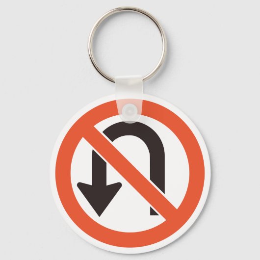 Geen U-bocht verkeersveiligheidssymbool Sleutelhanger (Voorkant)